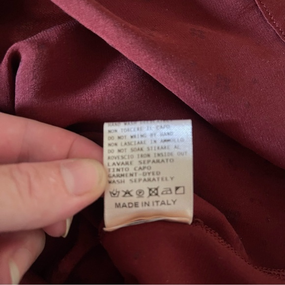 Manila Grace Silk Stretch Velvet Floral Dress Red Burgundy Made in Italy Medium - Picture 11 of 11